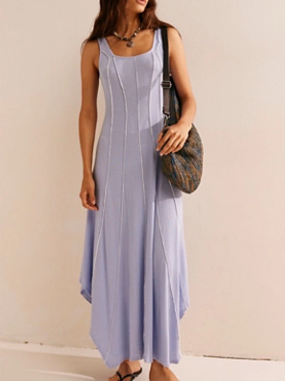 Free People Corrine Lavender Scoop-Neck Midi Dress